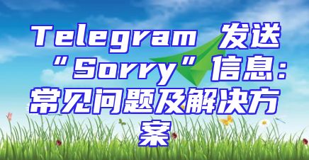 Telegram 发送“Sorry”信息：常见问题及解决方案