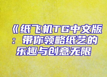 《纸飞机TG中文版：带你领略纸艺的乐趣与创意无限