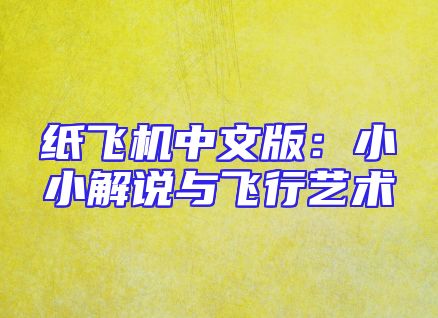 纸飞机中文版：小小解说与飞行艺术