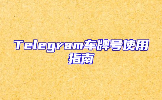 Telegram车牌号使用指南