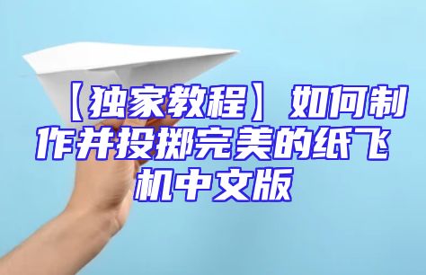 【独家教程】如何制作并投掷完美的纸飞机中文版