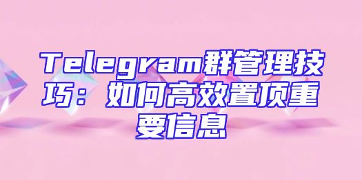 Telegram群管理技巧：如何高效置顶重要信息