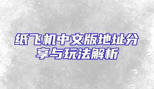 纸飞机中文版地址分享与玩法解析
