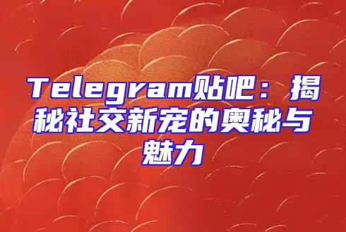 Telegram贴吧：揭秘社交新宠的奥秘与魅力