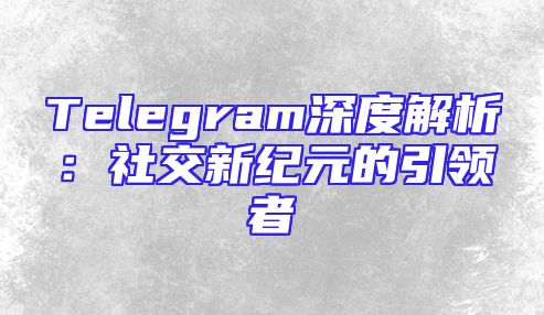 Telegram深度解析：社交新纪元的引领者