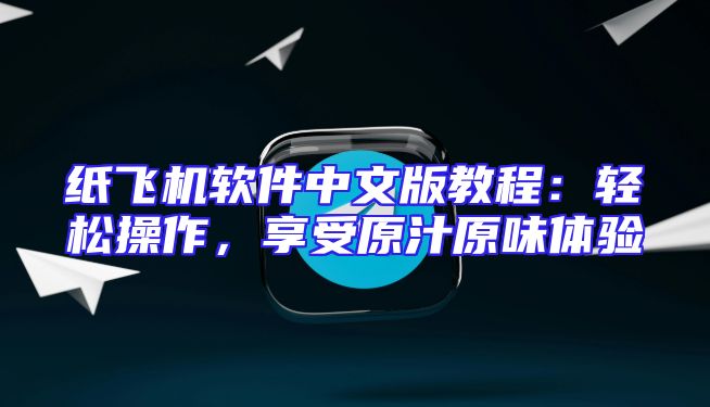 纸飞机软件中文版教程：轻松操作，享受原汁原味体验