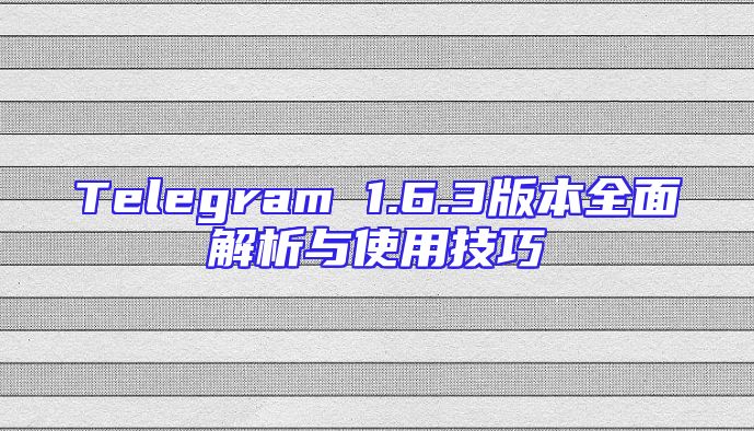 Telegram 1.6.3版本全面解析与使用技巧