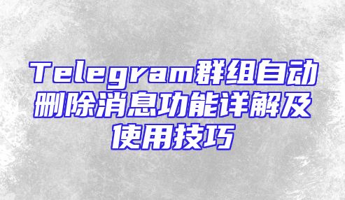 Telegram群组自动删除消息功能详解及使用技巧