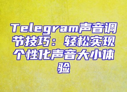 Telegram声音调节技巧：轻松实现个性化声音大小体验