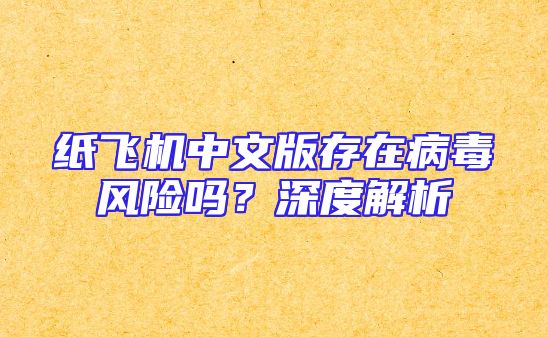 纸飞机中文版存在病毒风险吗？深度解析