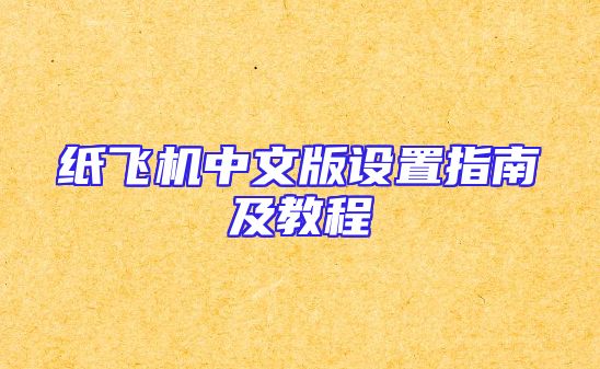 纸飞机中文版设置指南及教程