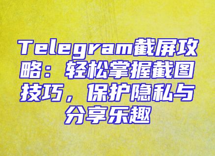 Telegram截屏攻略：轻松掌握截图技巧，保护隐私与分享乐趣