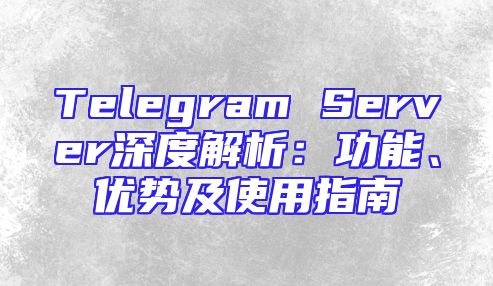 Telegram Server深度解析：功能、优势及使用指南
