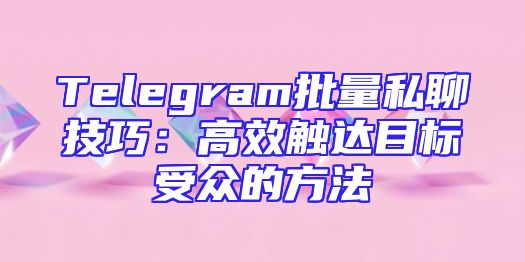Telegram批量私聊技巧：高效触达目标受众的方法