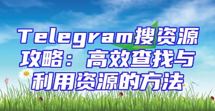 Telegram搜资源攻略：高效查找与利用资源的方法
