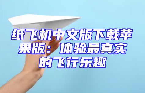 纸飞机中文版下载苹果版：体验最真实的飞行乐趣