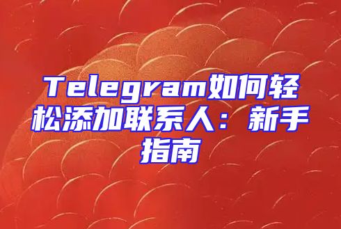 Telegram如何轻松添加联系人：新手指南