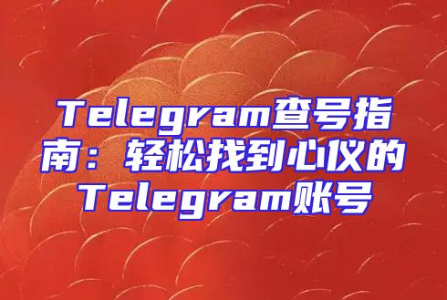 Telegram查号指南：轻松找到心仪的Telegram账号