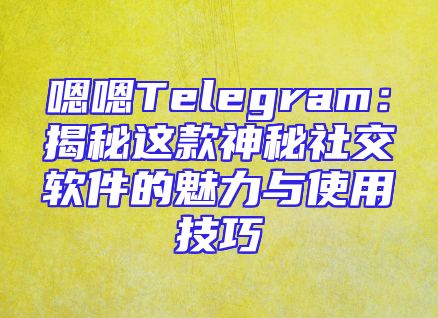 嗯嗯Telegram：揭秘这款神秘社交软件的魅力与使用技巧
