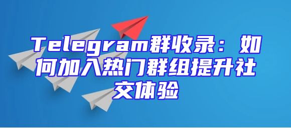 Telegram群收录：如何加入热门群组提升社交体验