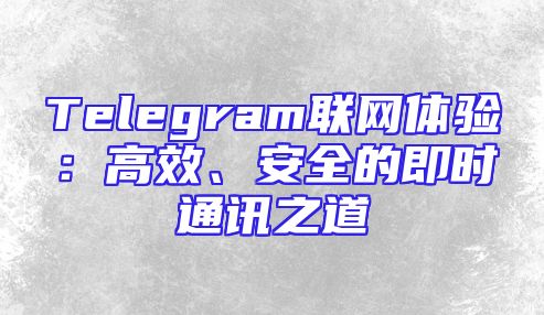 Telegram联网体验：高效、安全的即时通讯之道
