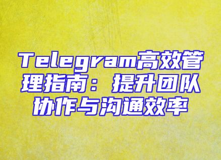 Telegram高效管理指南：提升团队协作与沟通效率