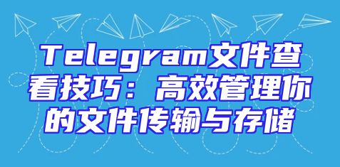 Telegram文件查看技巧：高效管理你的文件传输与存储