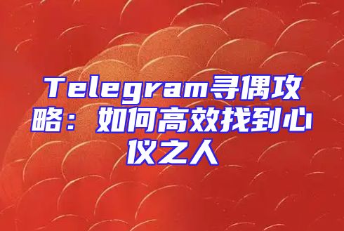 Telegram寻偶攻略：如何高效找到心仪之人