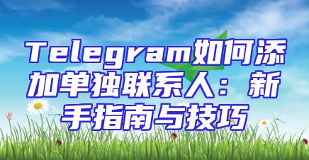 Telegram如何添加单独联系人：新手指南与技巧