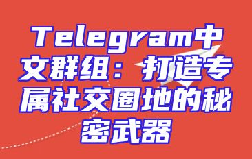 Telegram中文群组：打造专属社交圈地的秘密武器
