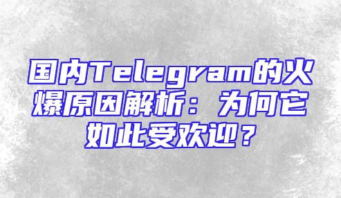 国内Telegram的火爆原因解析：为何它如此受欢迎？