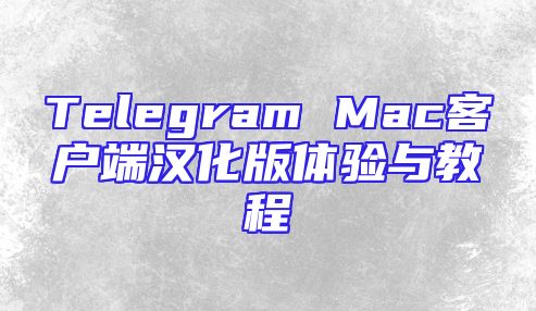 Telegram Mac客户端汉化版体验与教程