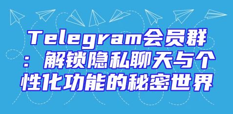 Telegram会员群：解锁隐私聊天与个性化功能的秘密世界