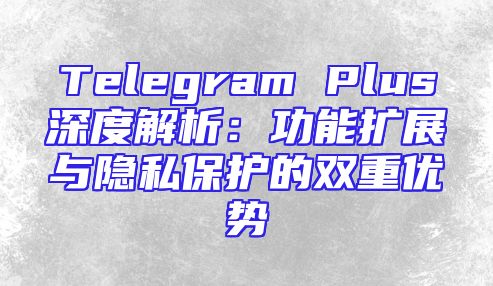 Telegram Plus深度解析：功能扩展与隐私保护的双重优势
