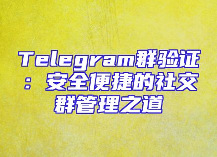 Telegram群验证：安全便捷的社交群管理之道