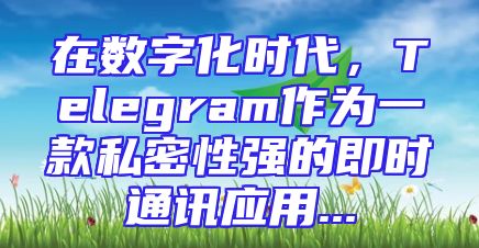 在数字化时代，Telegram作为一款私密性强的即时通讯应用...